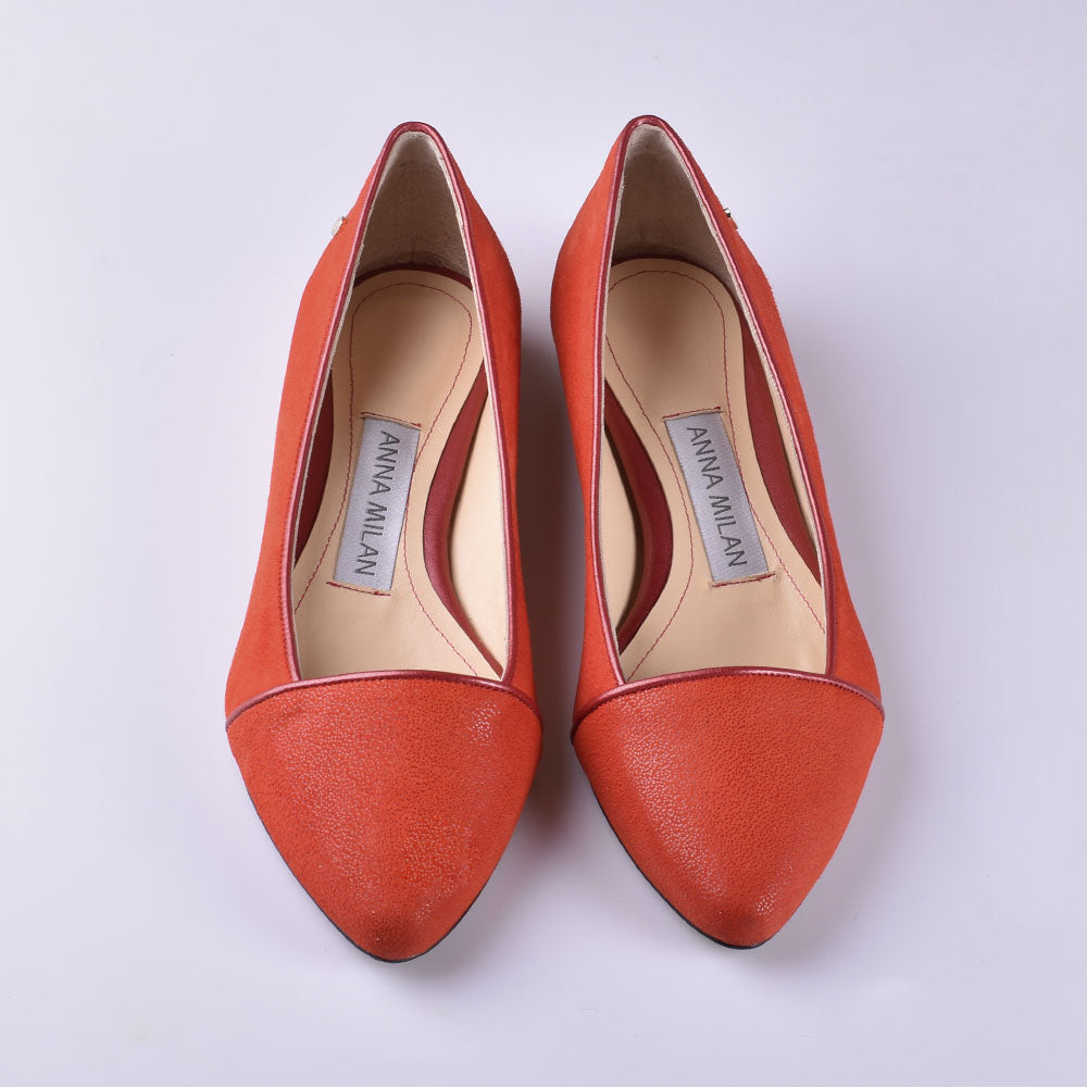 bailarinas mujer cuero naranja