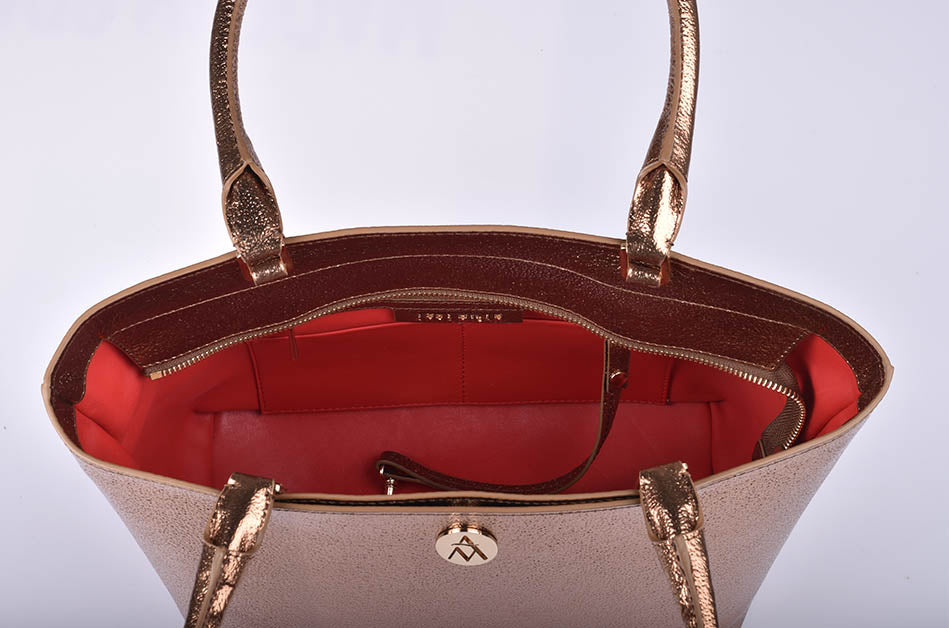 bolso mujer por dentro cuero rojo