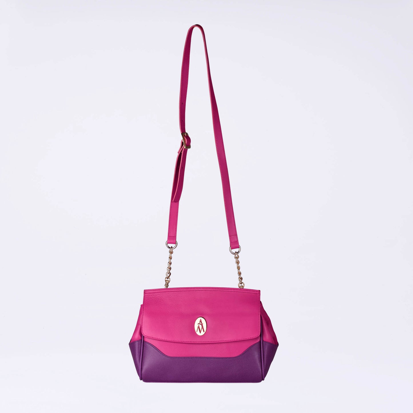 bolso mujer cuero fucsia