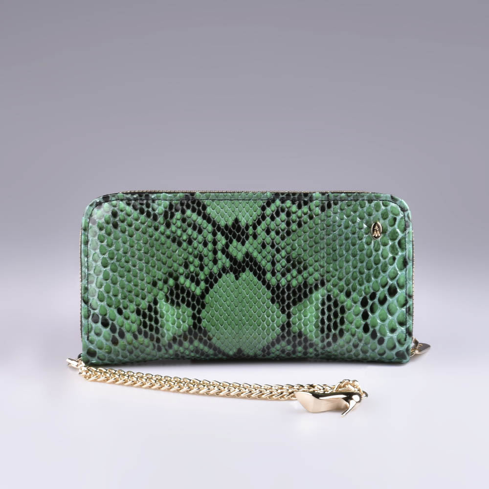 Cartera mujer grande de pitón verde