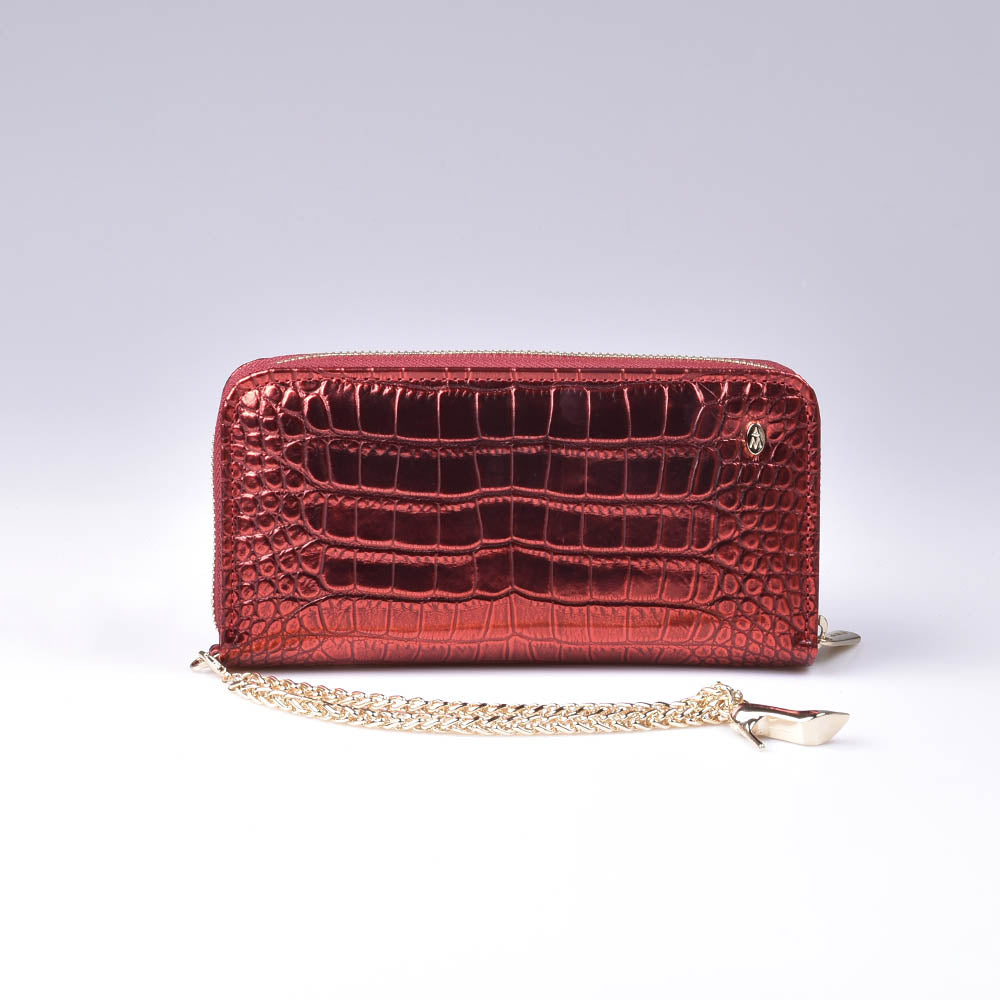 cartera mujer de cuero rojo