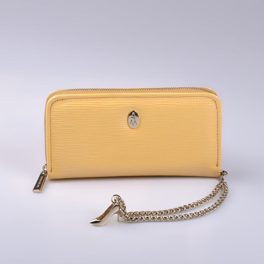 Cartera mujer de cuero amarillo
