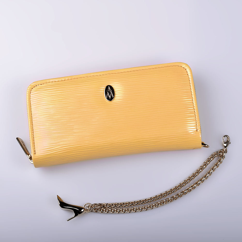 Cartera mujer charol amarillo