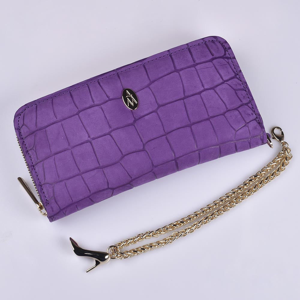Cartera mujer de cuero violeta