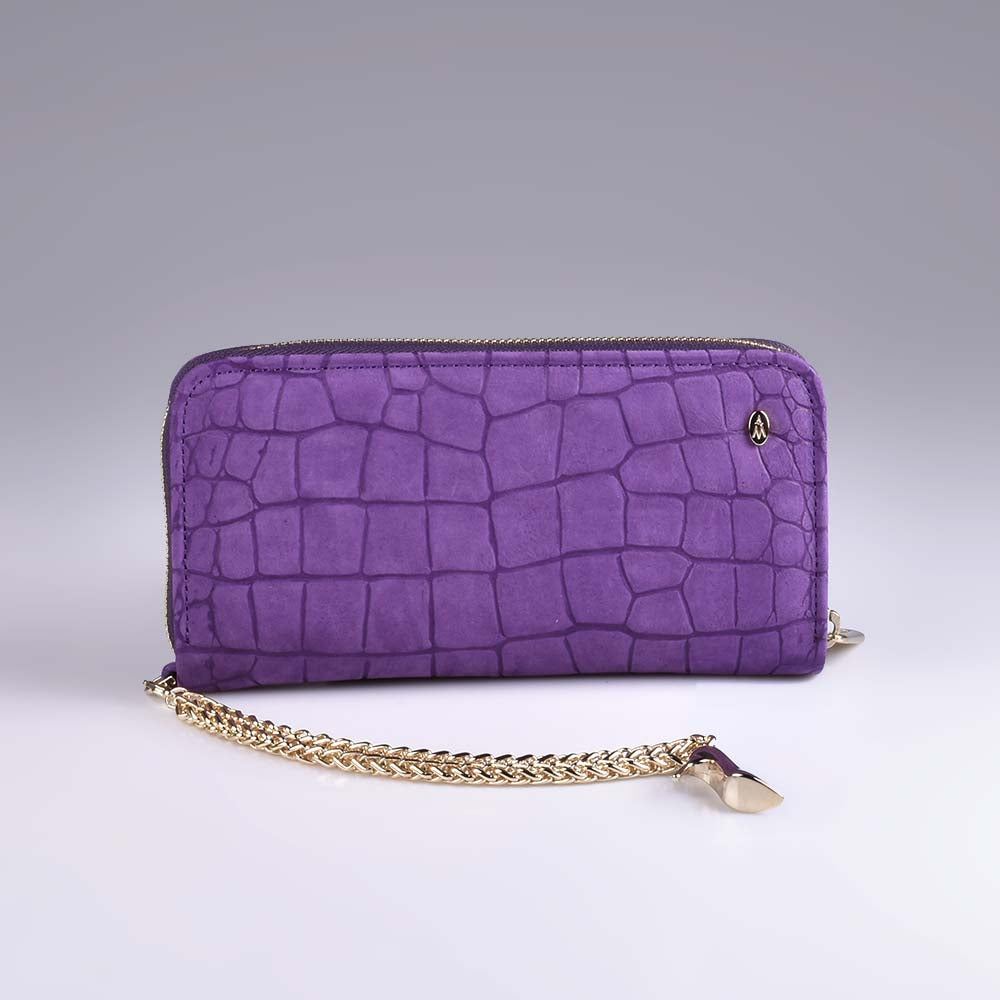 Cartera de cuero violeta