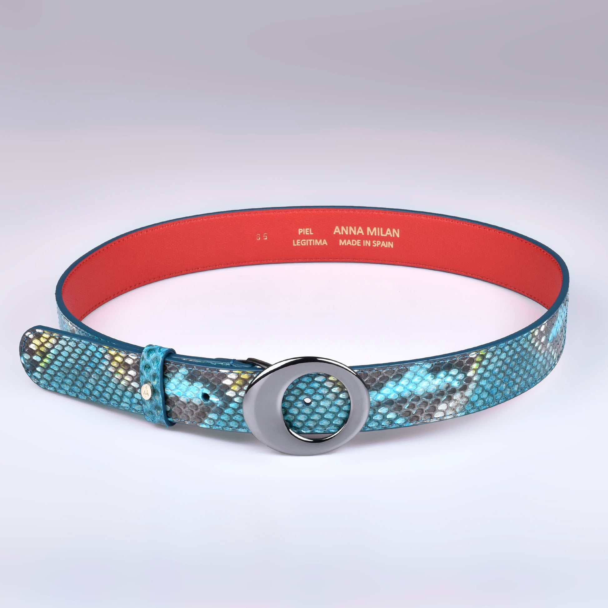 Cinturón de mujer piel azul