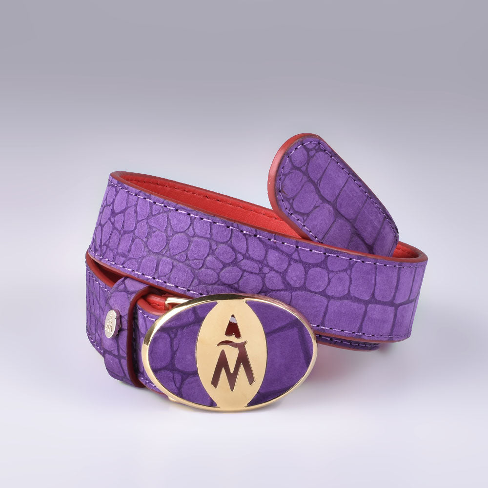 Ceinture en cuir italien violet