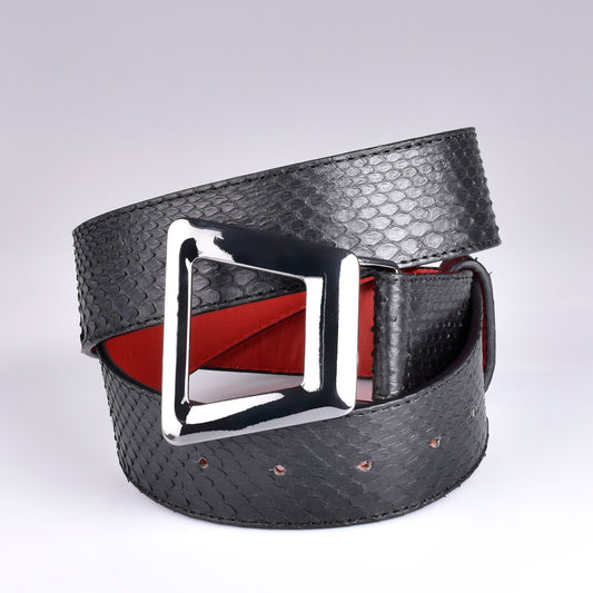 cinturon mujer piton negro