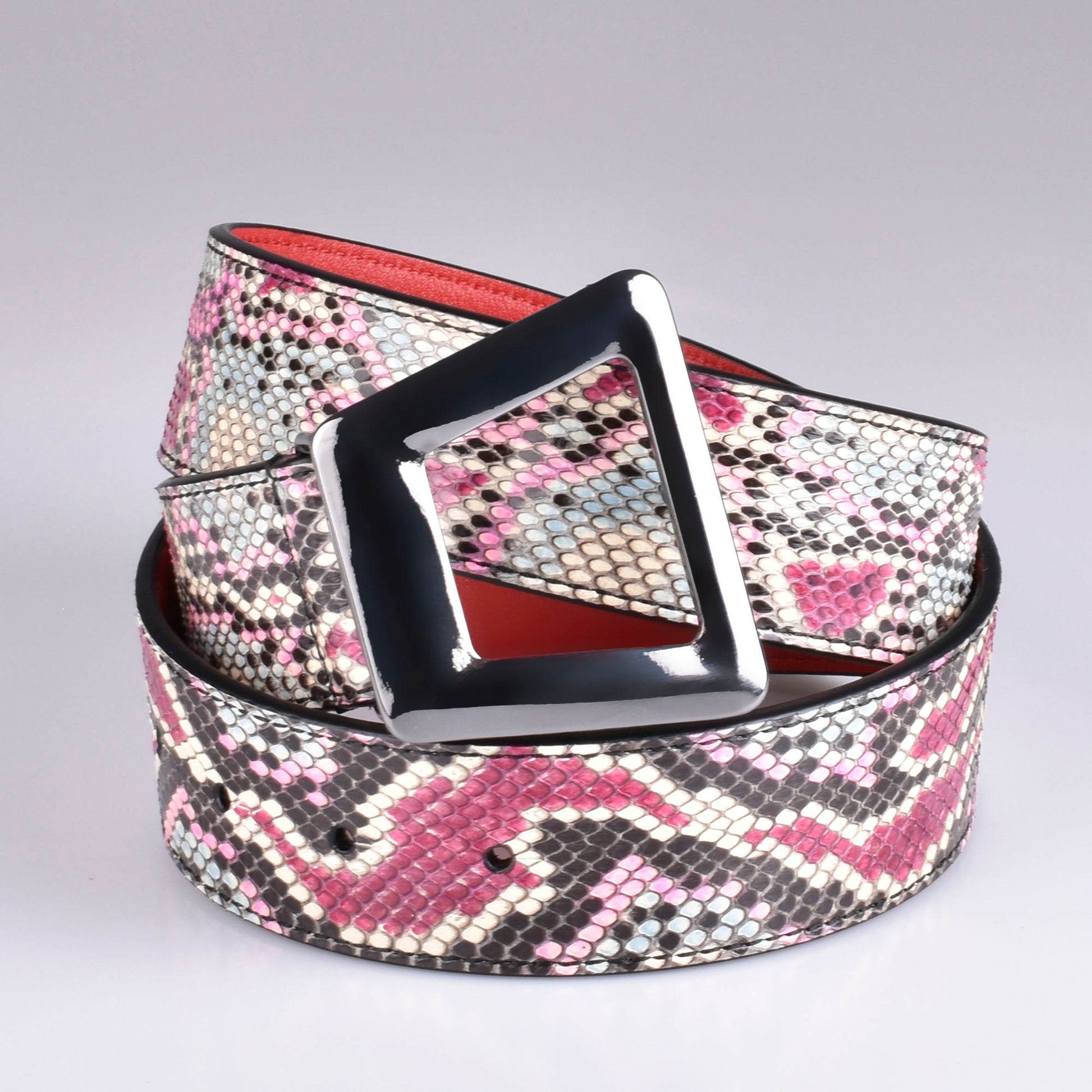 cinturon ancho mujer de cuero rosa