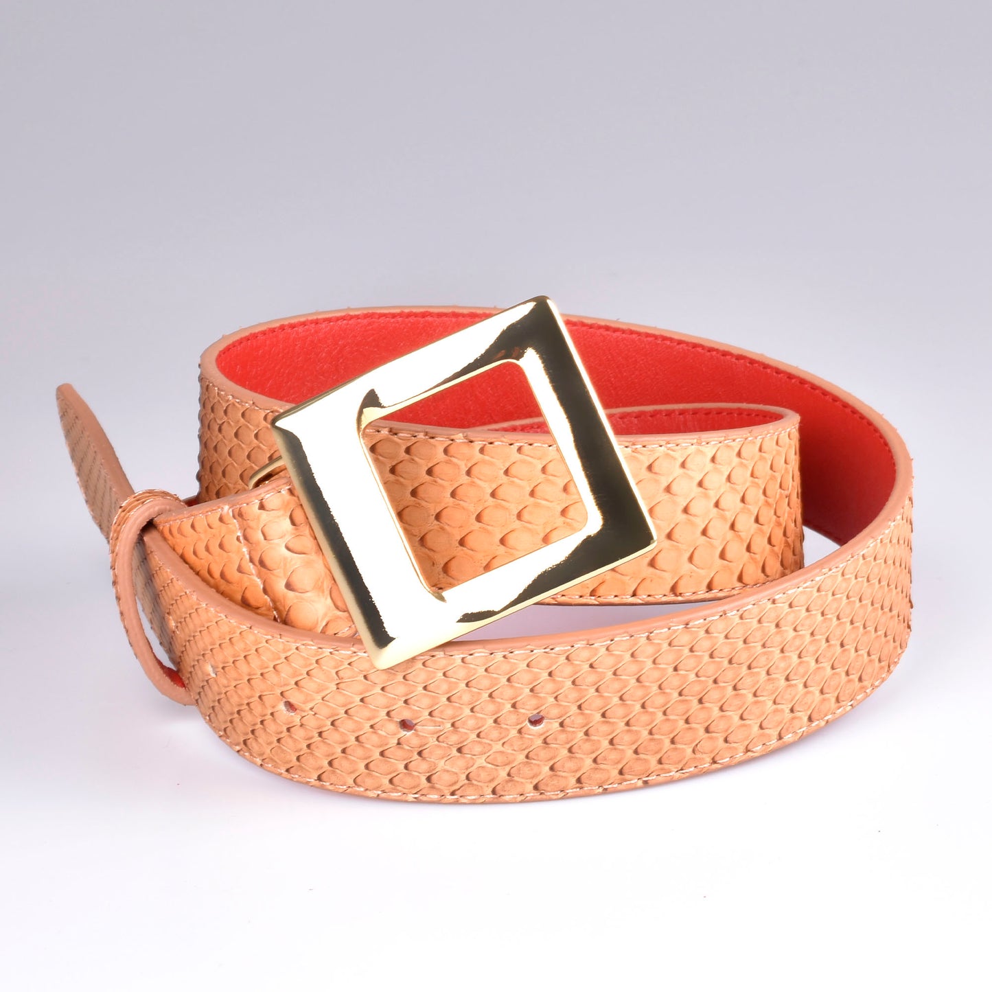 cinturon mujer cuero naranja
