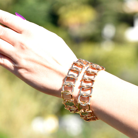 Pulseira banhada a ouro com anéis duplos