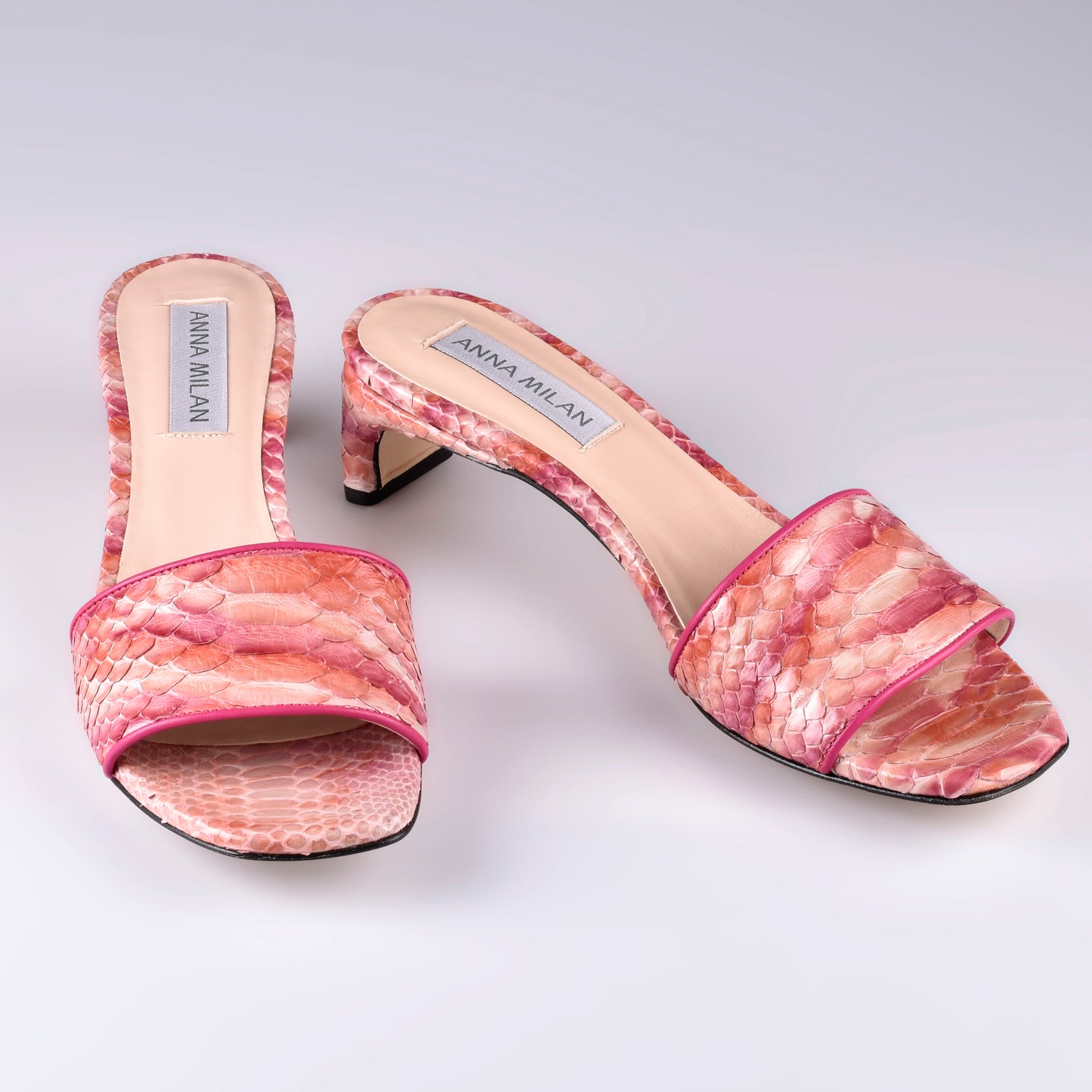 sandalias pitón cuero rosa