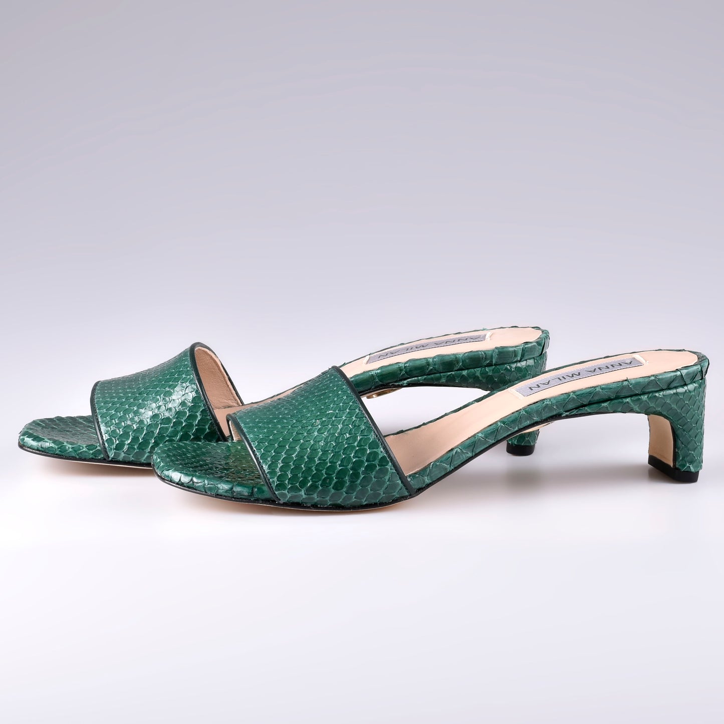 sandalias mujer cuero pitón verde