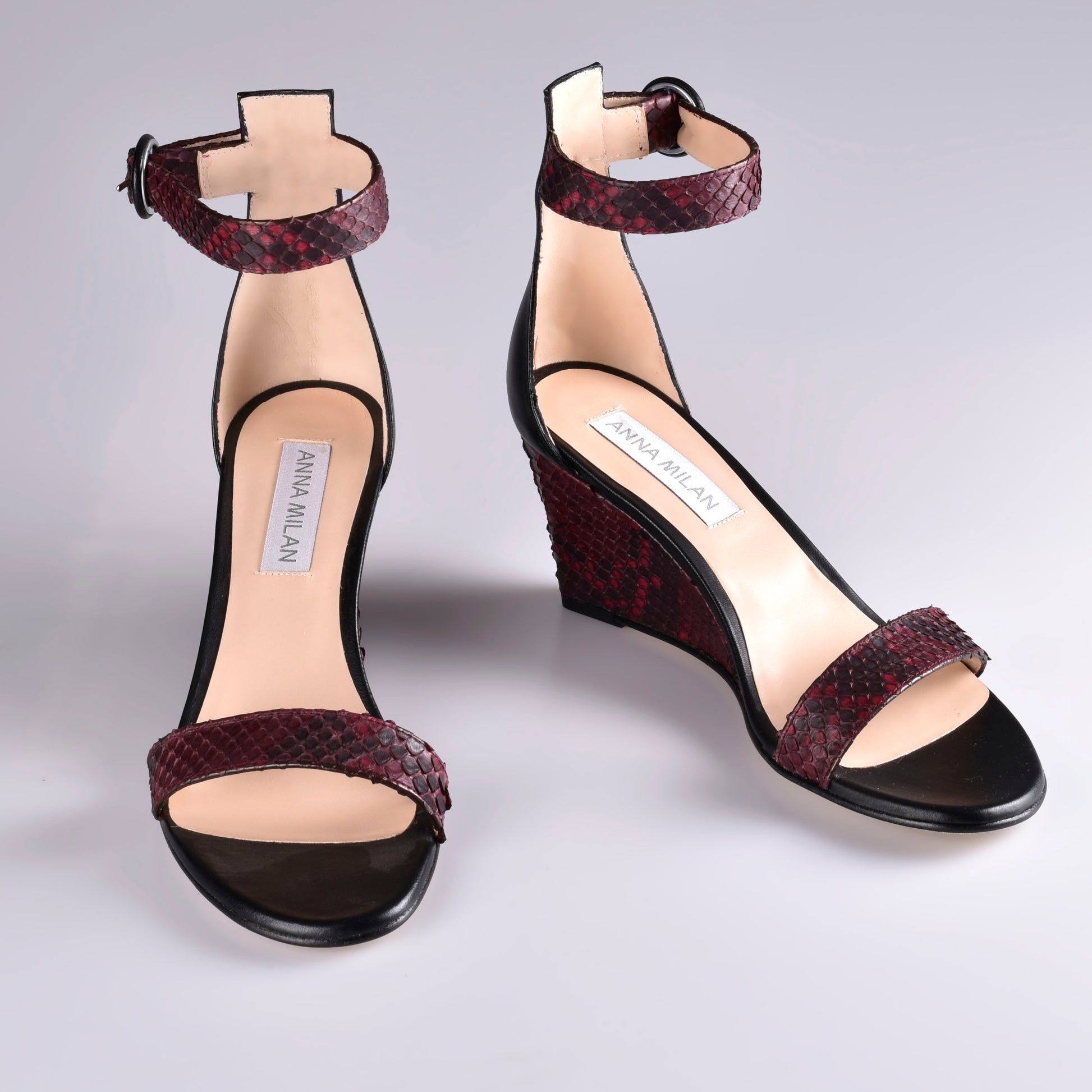 sandalias mujer cuero natural morado