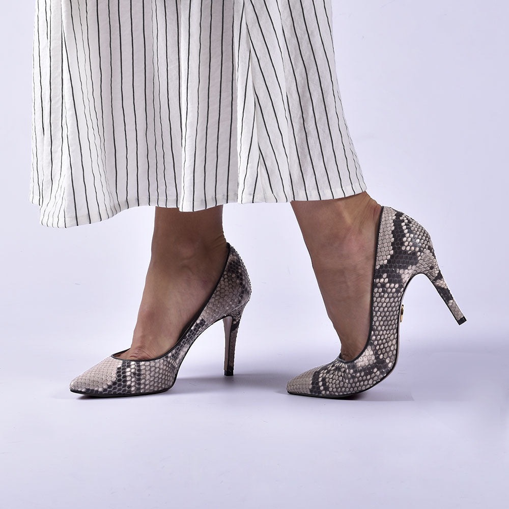 Scarpe Dona in pelle di pitone naturale