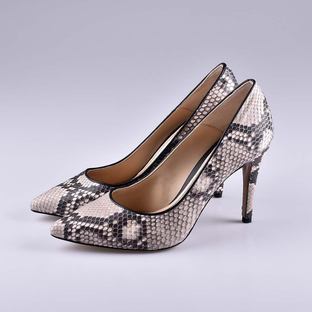 Scarpe Dona in pelle di pitone naturale