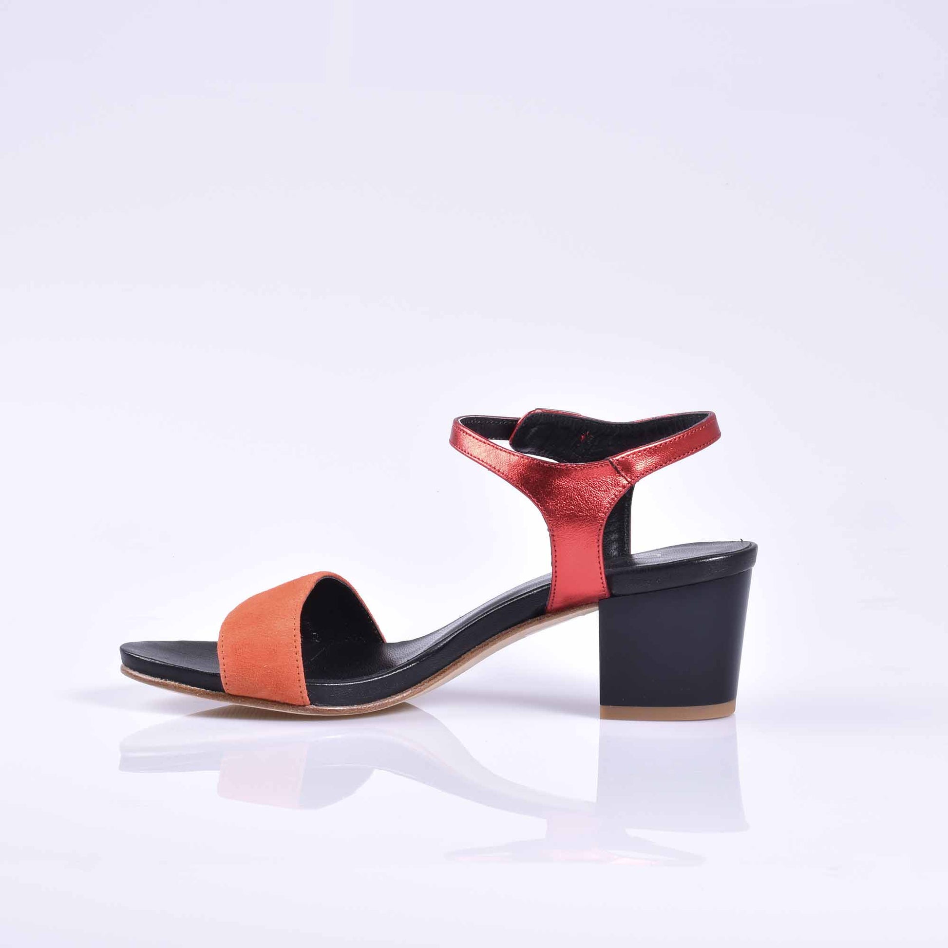sandalias mujer cuero naranja