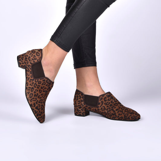 Greta Leopard Low Heel Ankle Boots