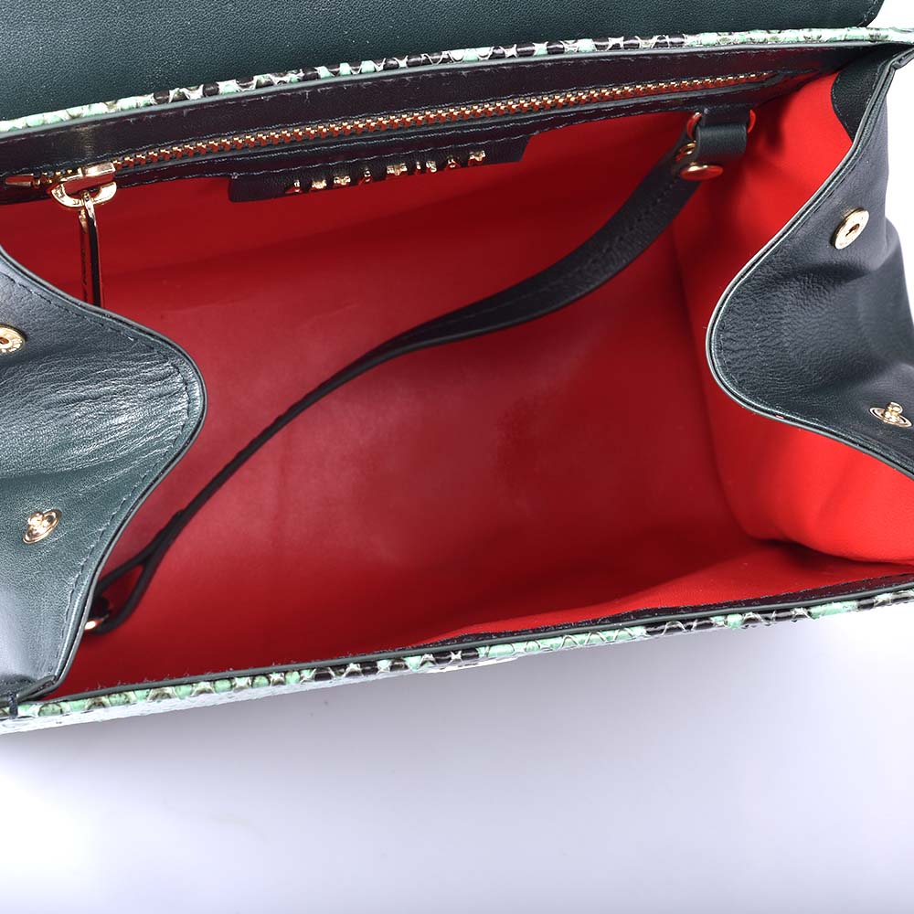 bolso mujer verde y rojo