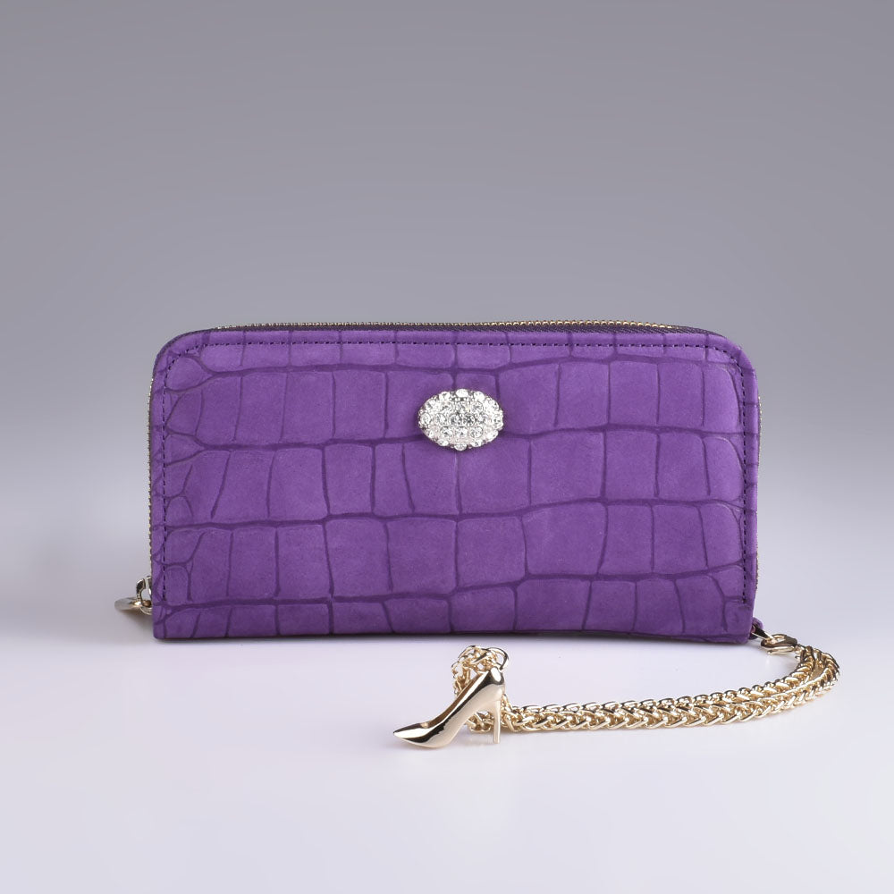 Cartera mujer morado con adorno