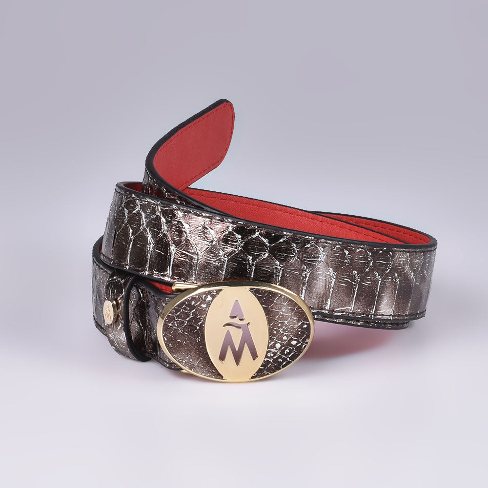 Silver Python Leather Belt