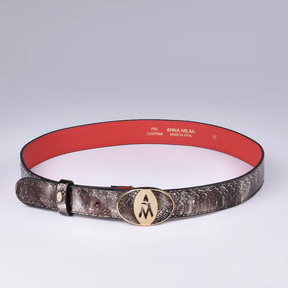 Silver Python Leather Belt