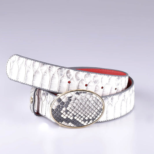 Cinto de couro Python branco