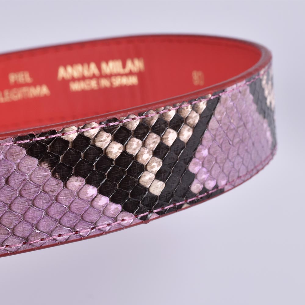 Ceinture femme en cuir de python rose