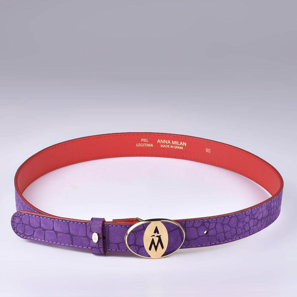 Ceinture en cuir italien violet