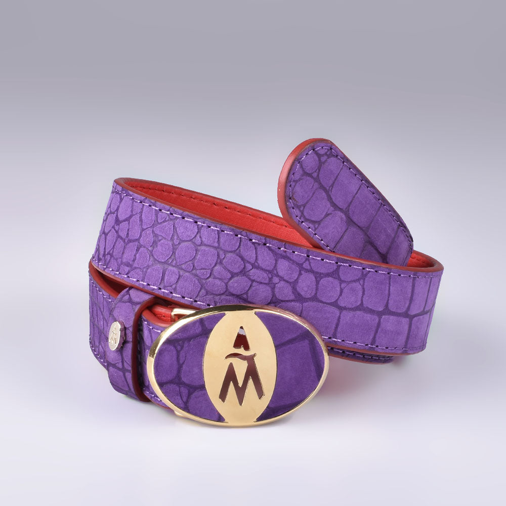Purple Italian Leather Belt