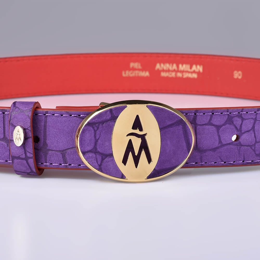 Ceinture en cuir italien violet