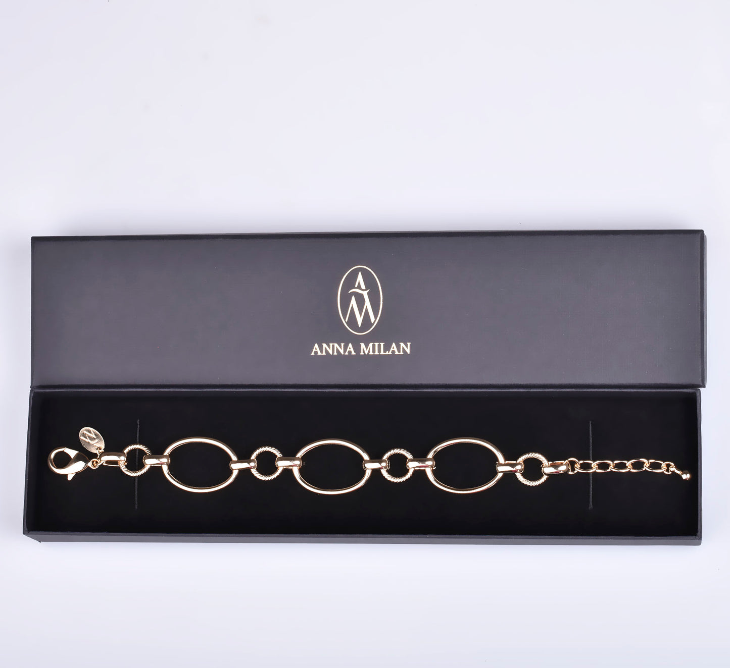 Women's Gold Plated Bracelet with Oval Rings