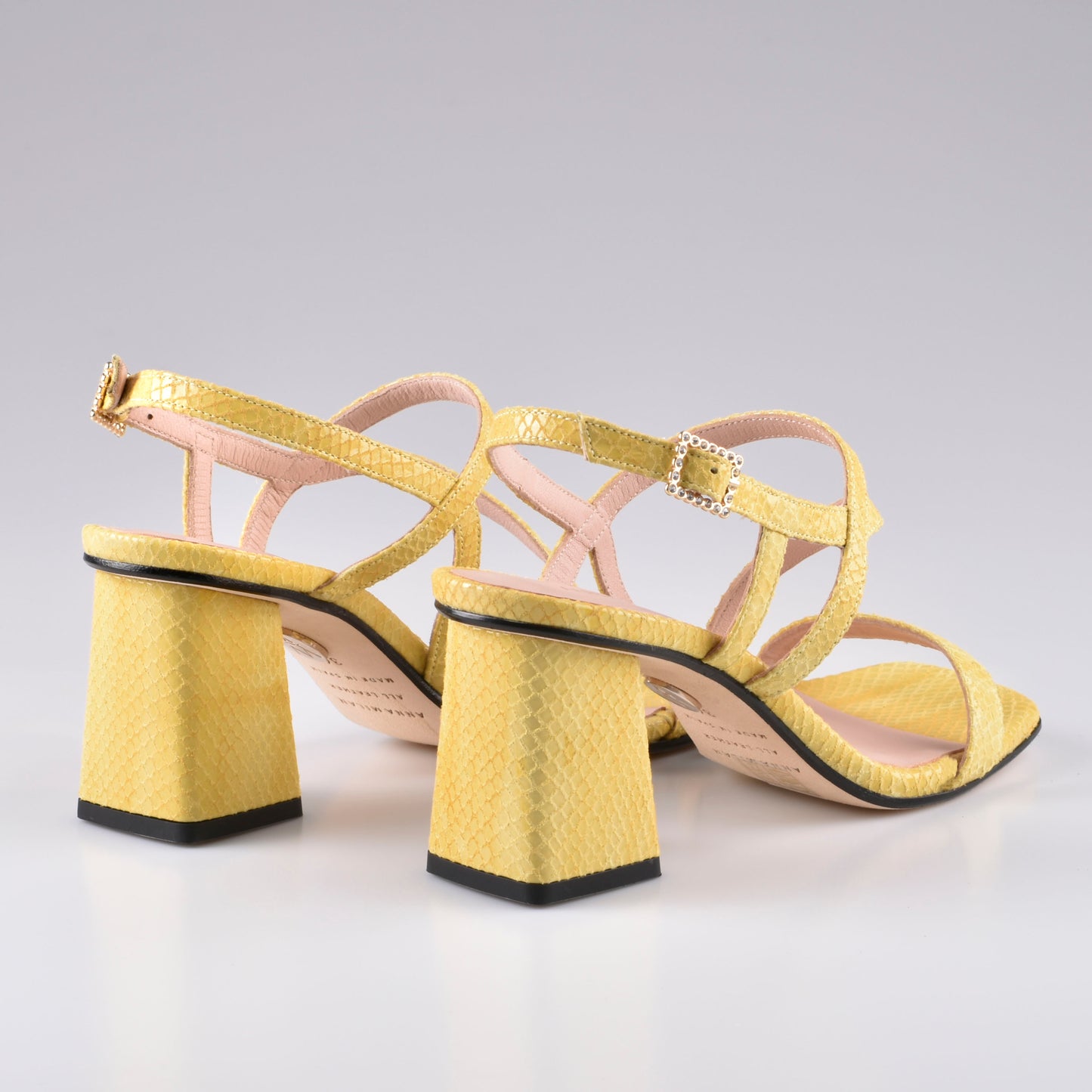 Sandals Lime Color Wide Heel