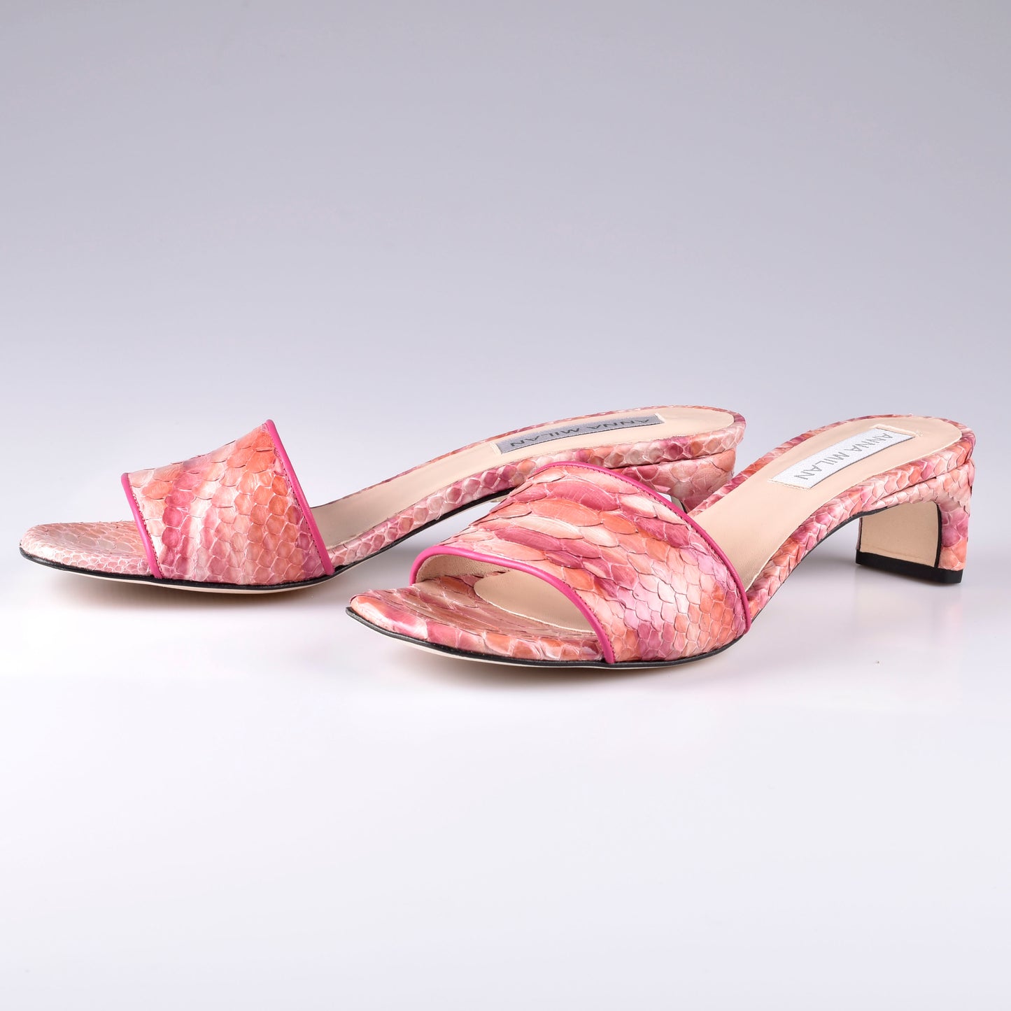 Pink low heel sandals