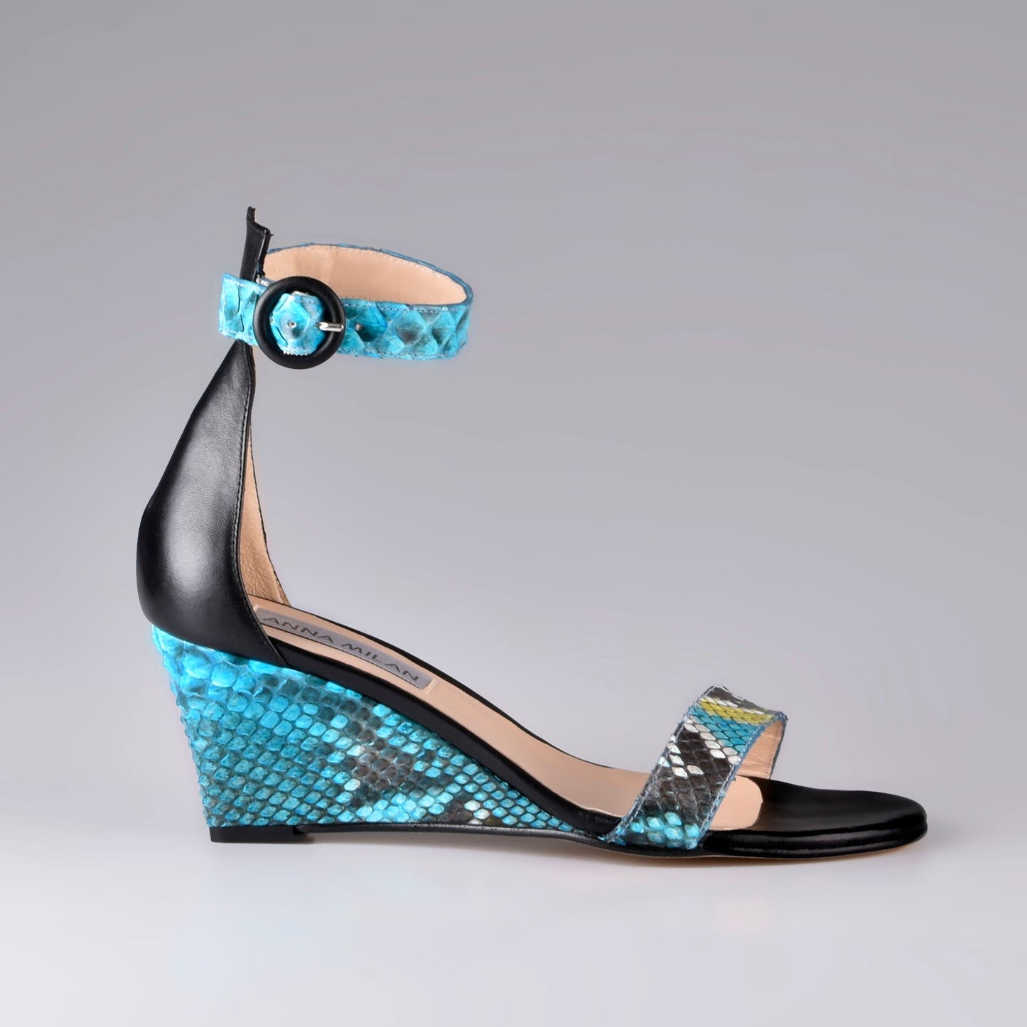 Tibet Sandals Black Turquesa Python