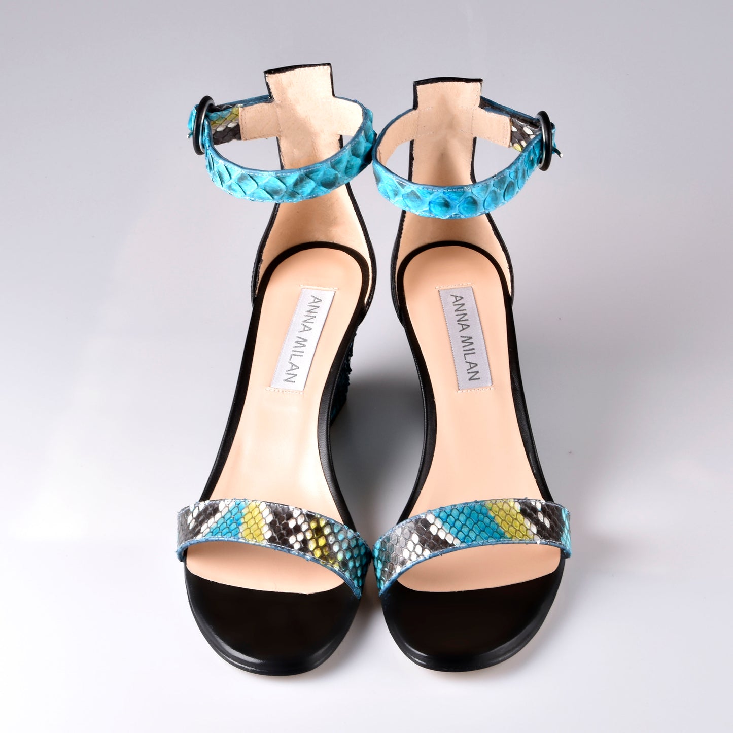 Tibet Sandals Black Turquoise Python