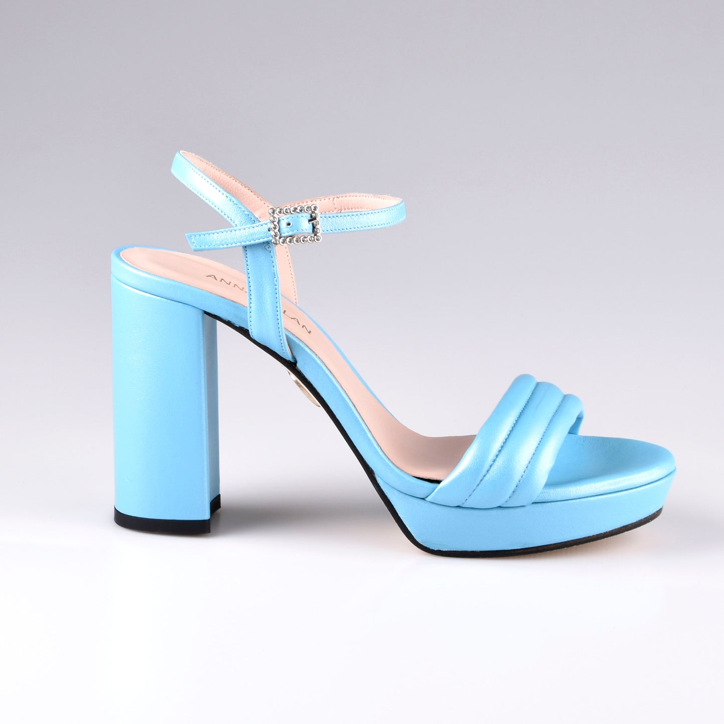 sandalias cuero azul