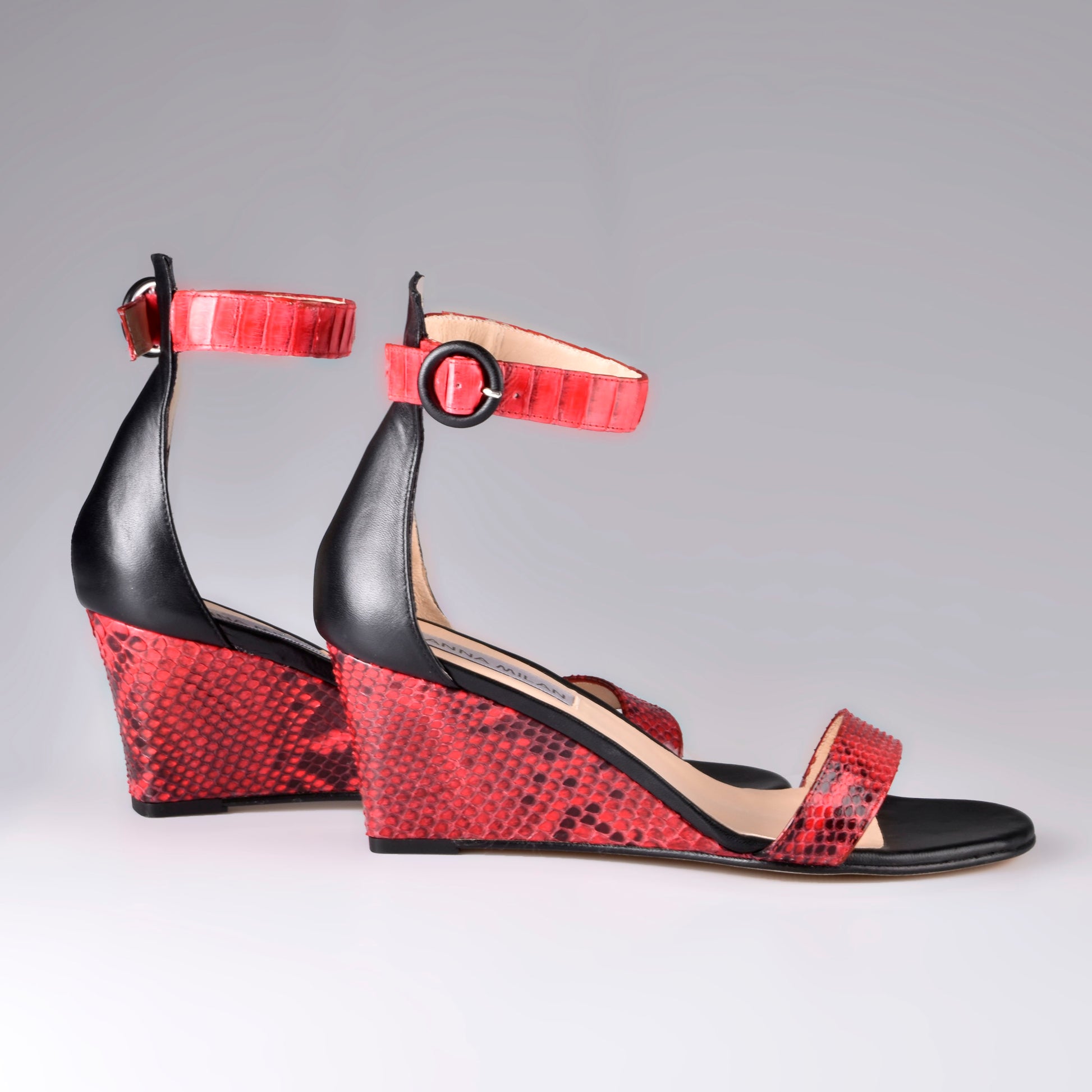 Red Python Wedge Sandals – ANNA MILAN