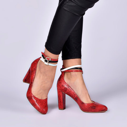 Sapatos de cobra com gravação vermelha Rosana Woman