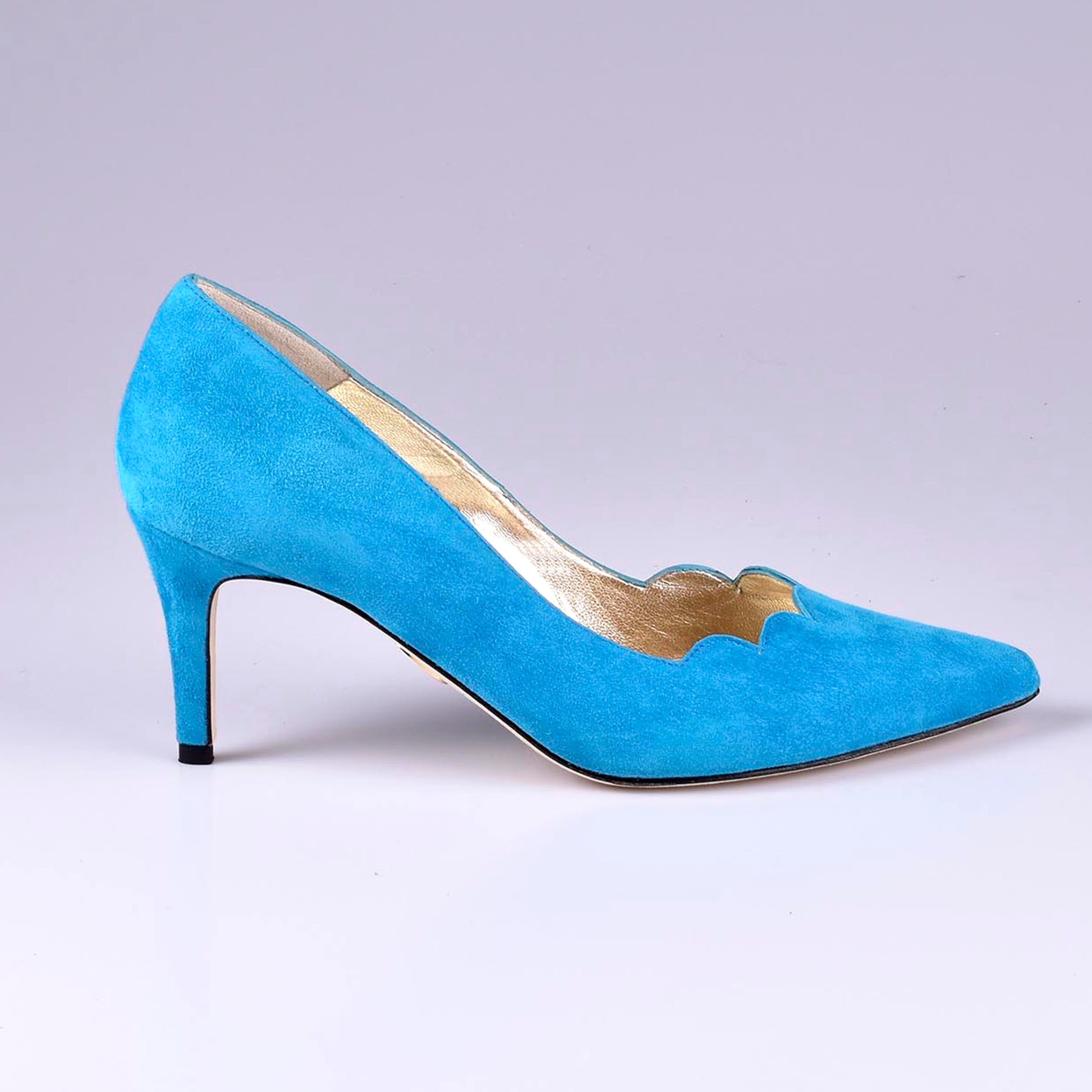 Turquoise Suede Low Heel Pumps Fabiola - Main Image
