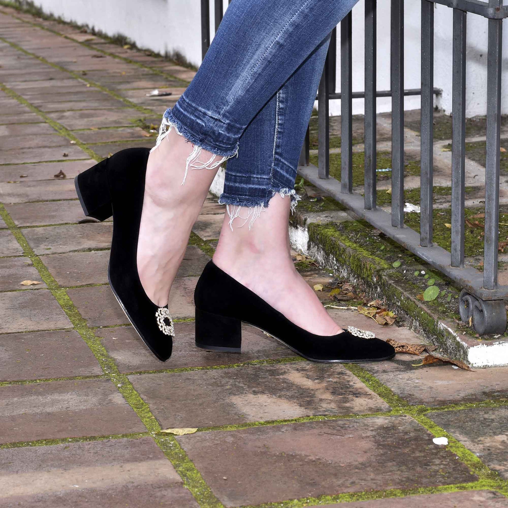 Tacón Medio Zapatos Salon Negros Mujer Salón Tacon Fino Negro Pura