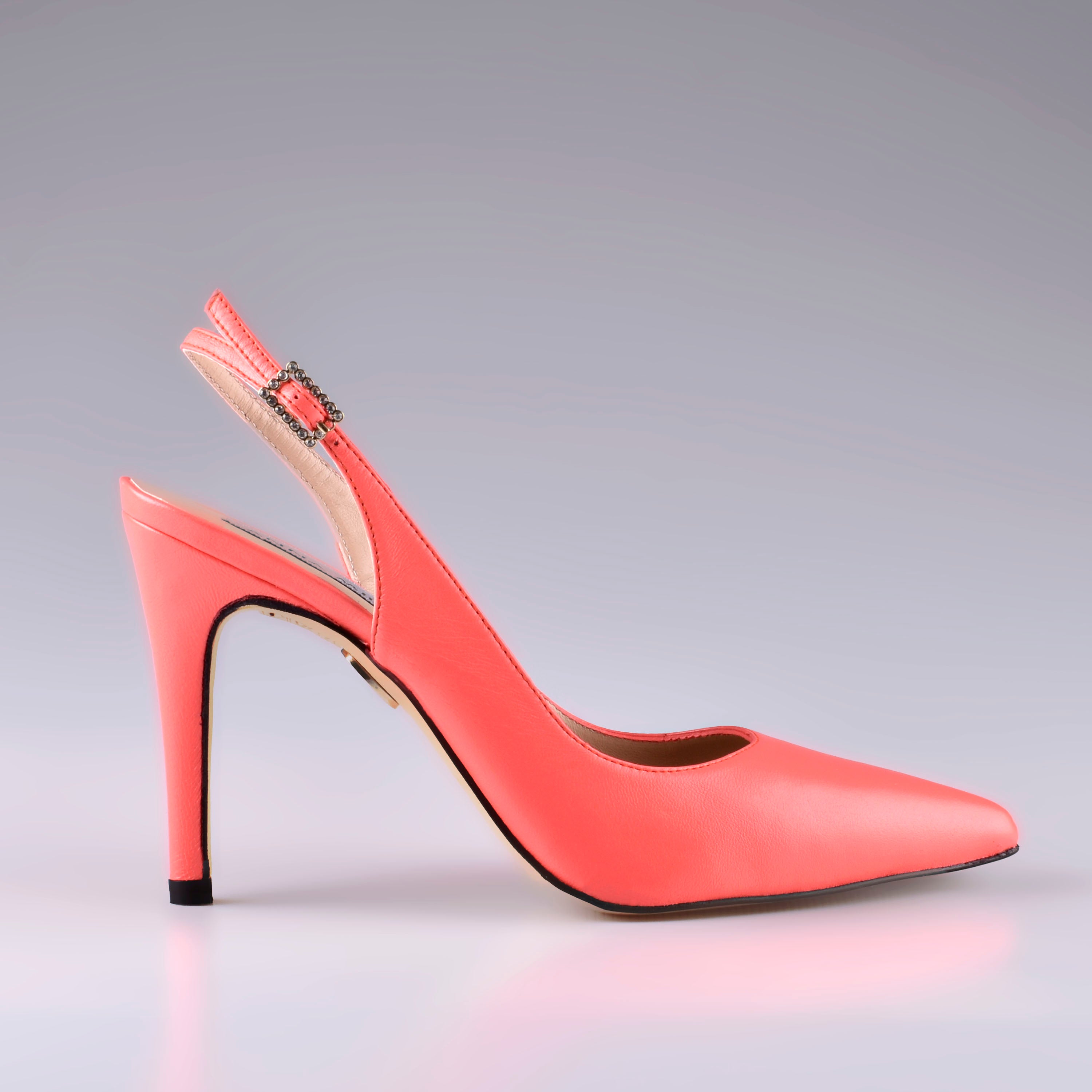 Coral slingback pumps