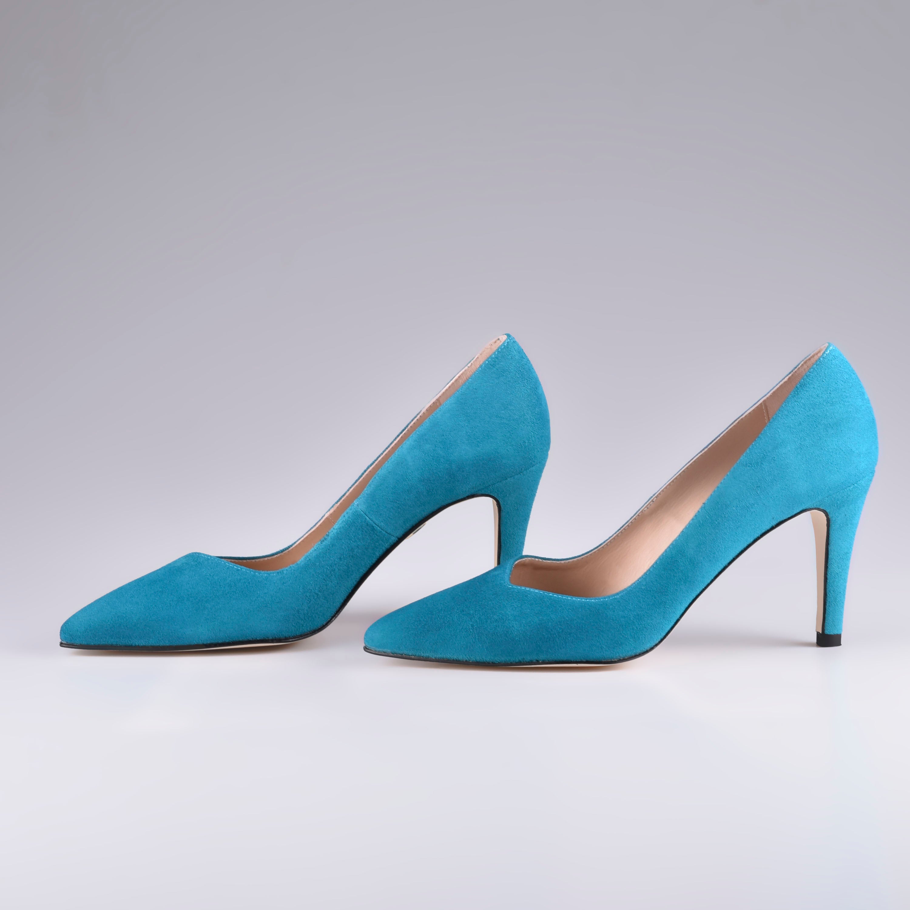 Turquoise Suede Court Shoes Sofia ANNA MILAN