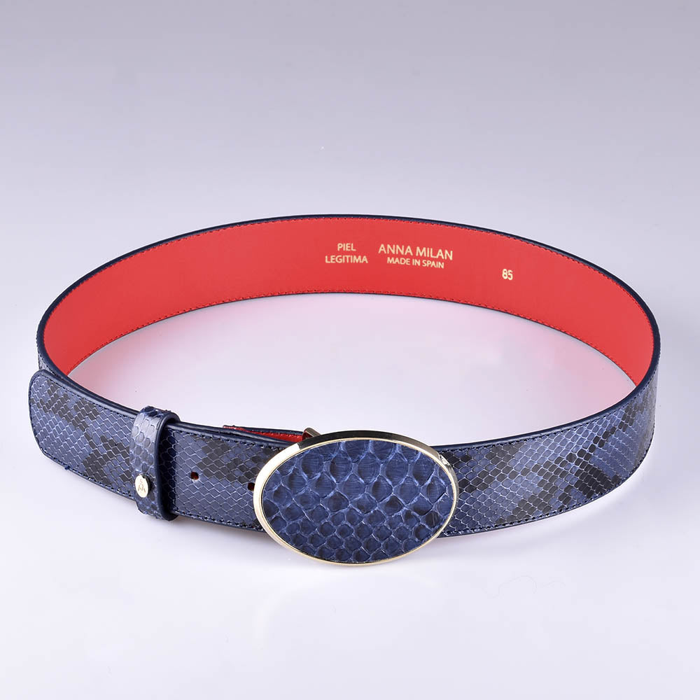 Navy Blue Python Belt