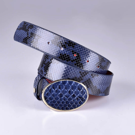 Navy Blue Python Belt