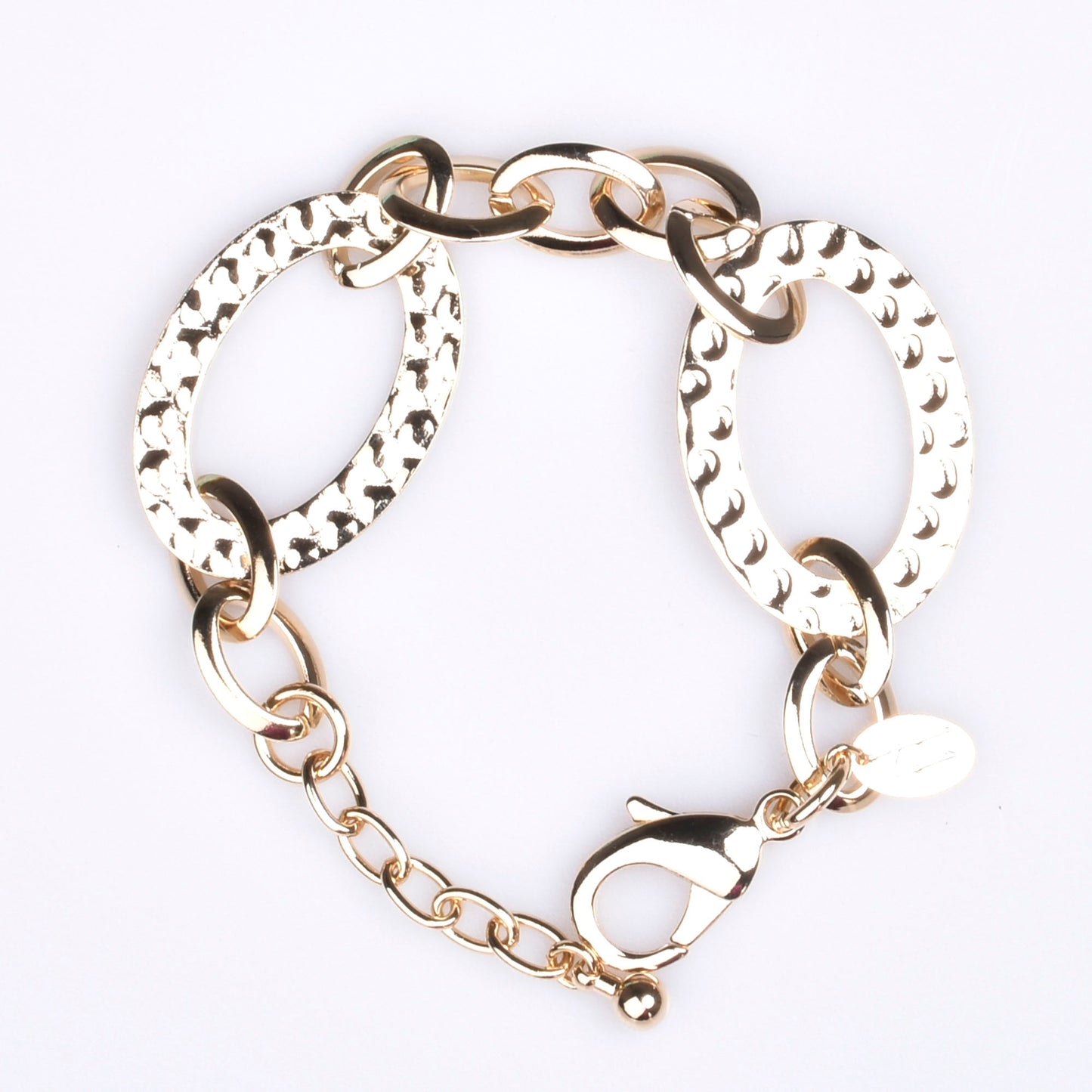 Gold Plated Bracelet with two Oval Rings